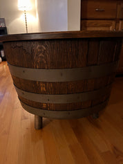 Whiskey Barrel End Table with Storage