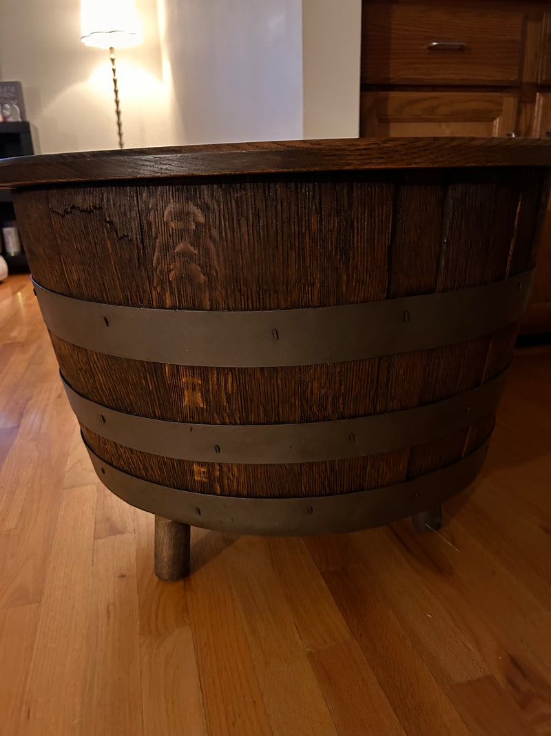 Whiskey Barrel End Table with Storage — alternate view