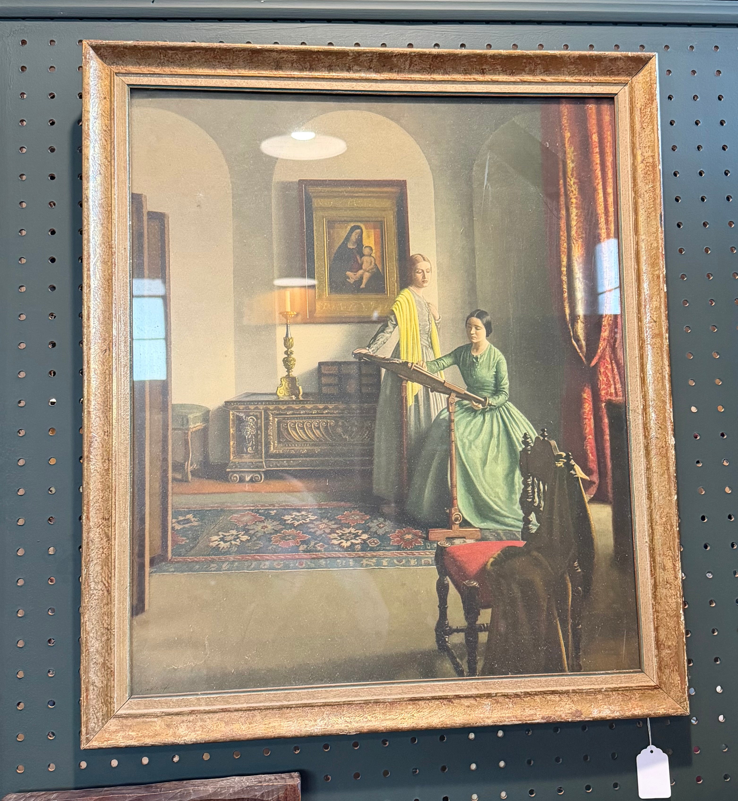 21x23” portrait of two ladies in drawing room
