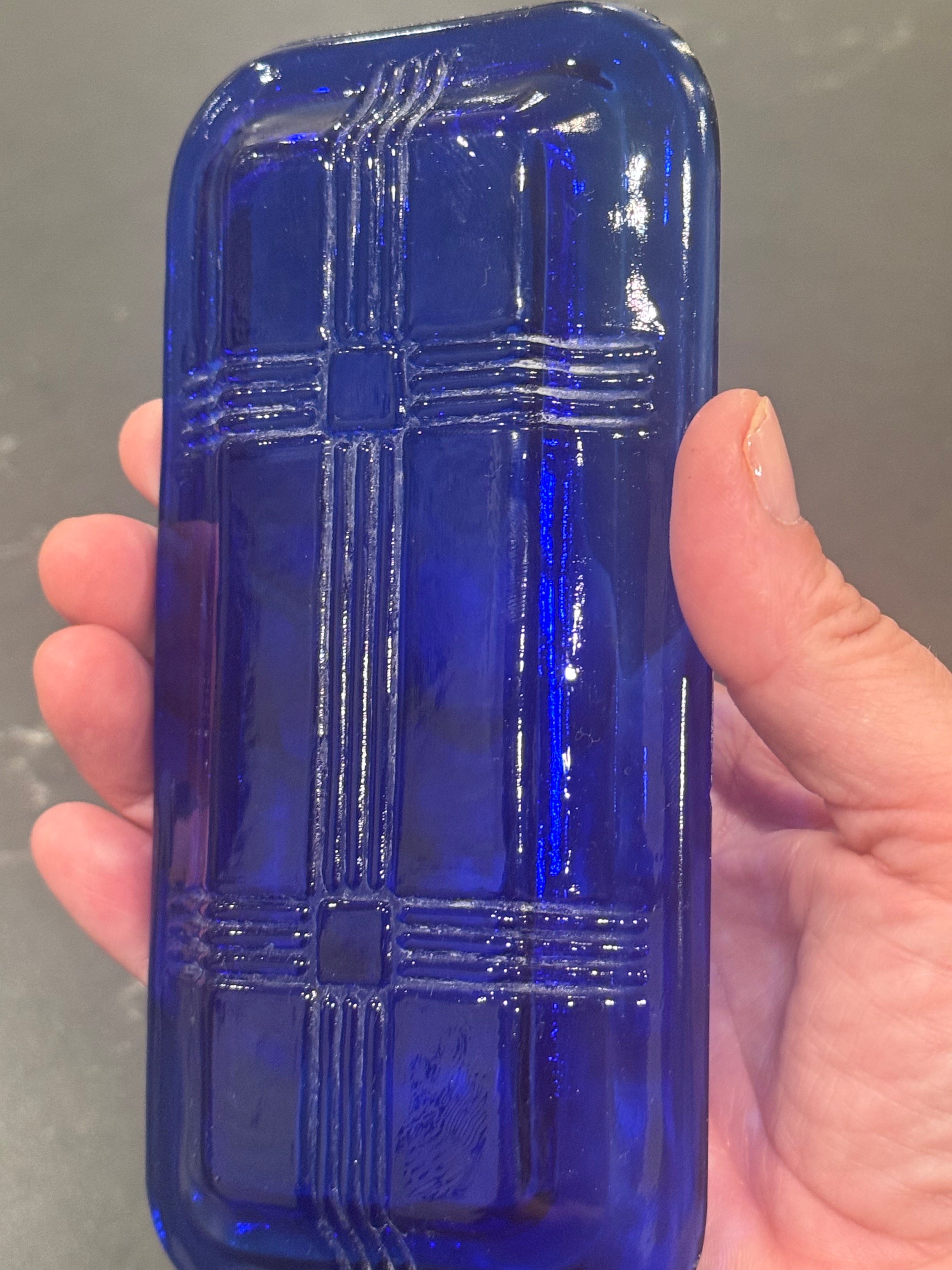 1930s/40s Hazel-Atlas Criss Cross Cobalt Blue Butter Dish