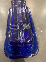 1930s/40s Hazel-Atlas Criss Cross Cobalt Blue Butter Dish