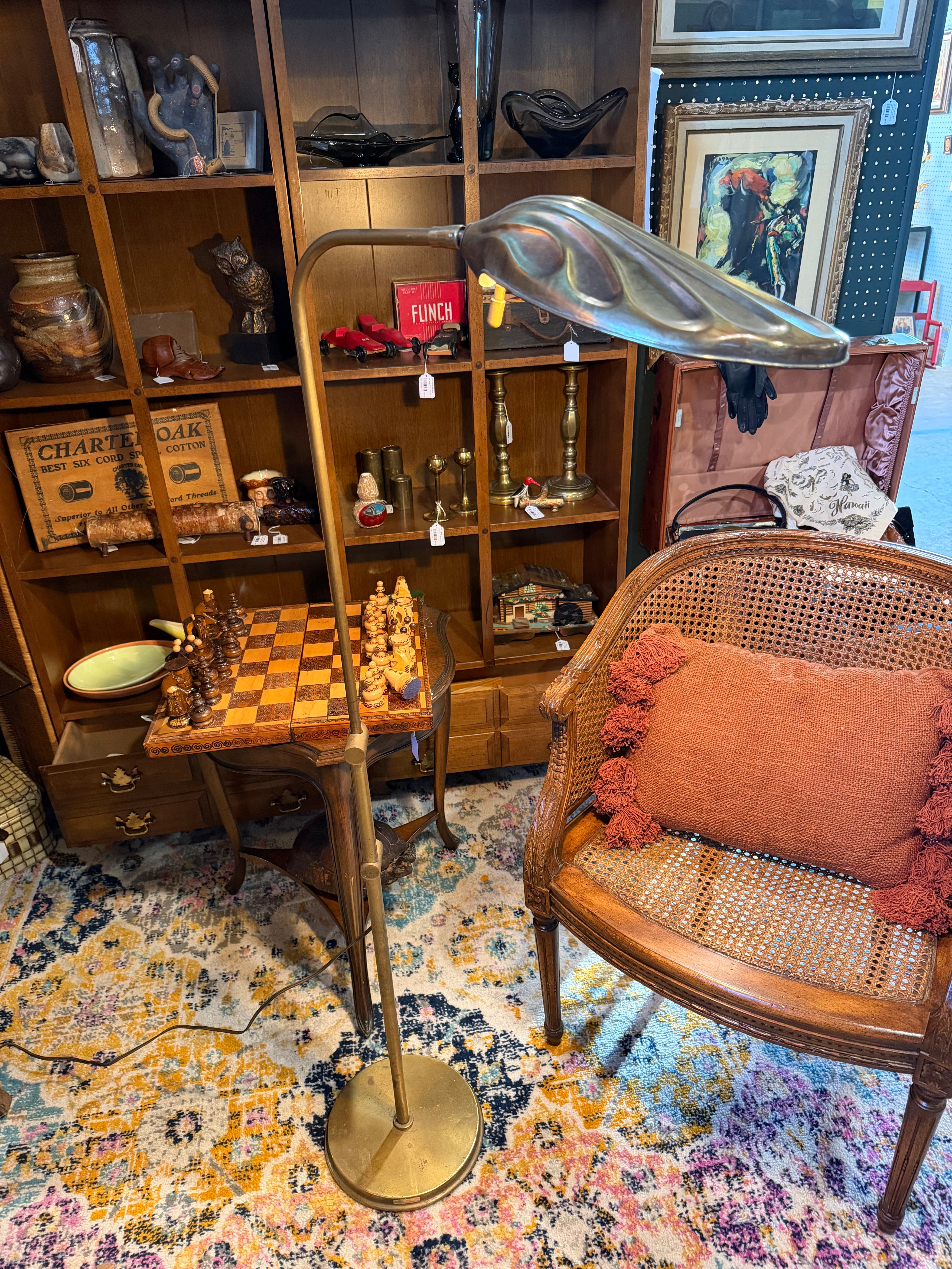 50” Brass Leaf Shaped Floor Reading Lamp Tommaso Barbi