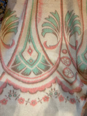 80” x69” Vtg 40s Orr felt  100% Wool Blanket Holland Tulip Reversible Rust & Cream