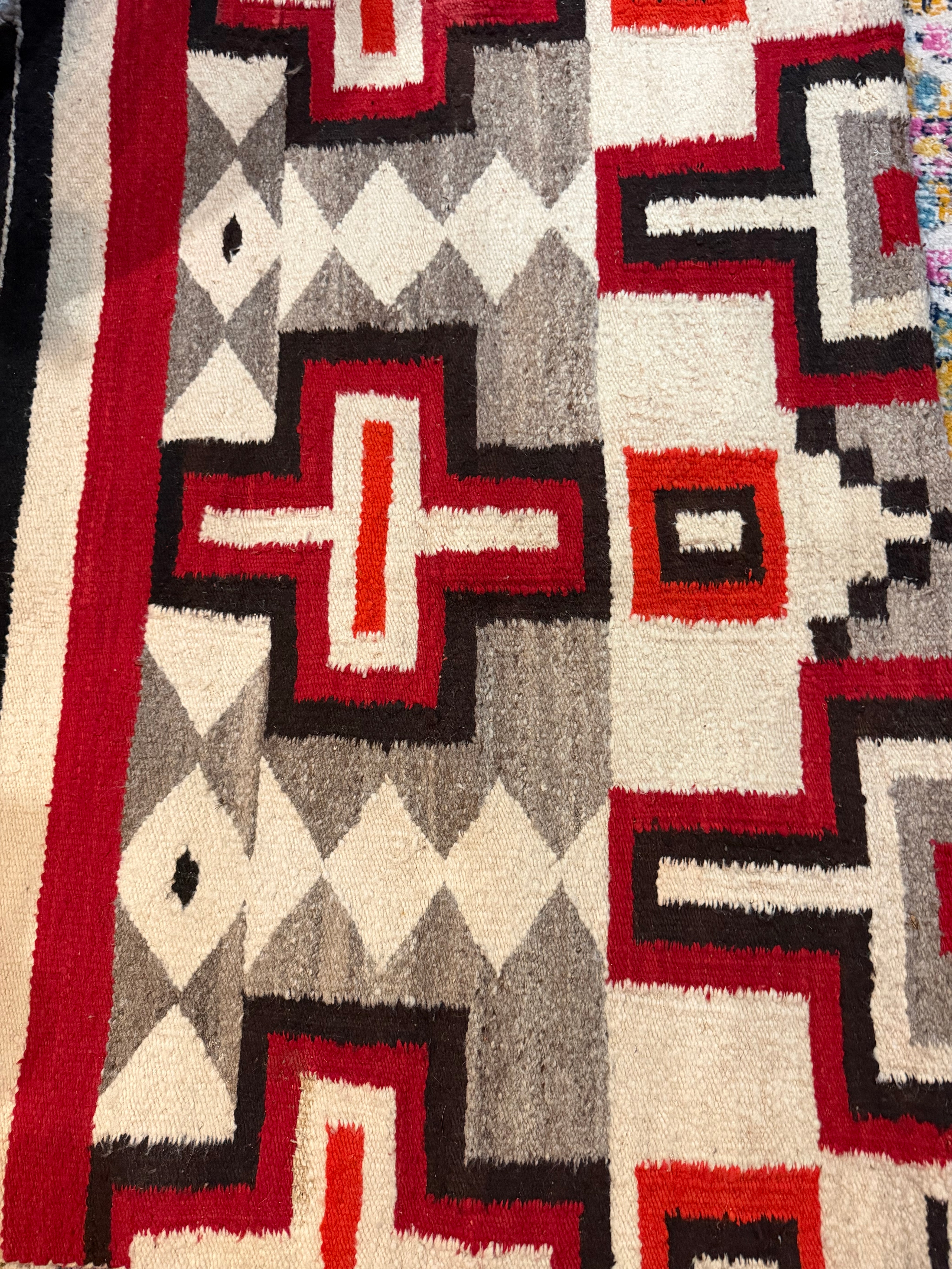 45x66” black red grey Native American tapestry