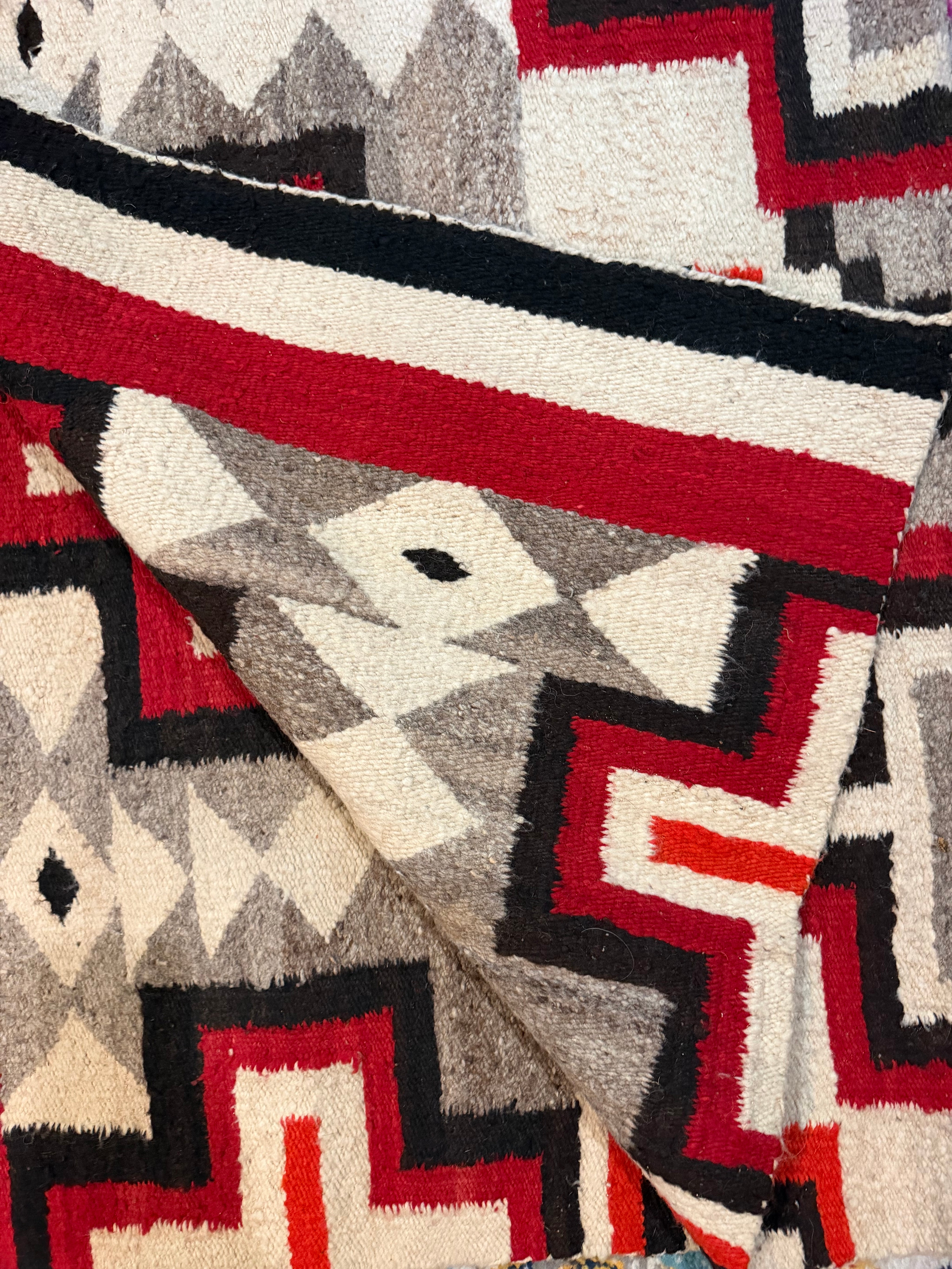 45x66” black red grey Native American tapestry