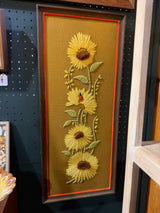 32x14” sunflower ladybug embroidered wall art