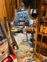 51” x 26” ornate wall mirror cut glass button detail swag plaster