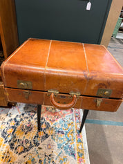 22x18x12” brown leather suitcase 1940’s “Platt”