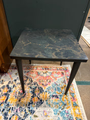 14x14x14 black MCM  side table faux marble tapered legs