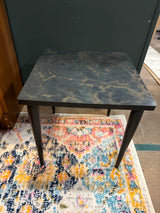 14x14x14 black MCM  side table faux marble tapered legs
