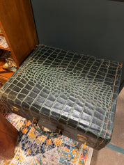 22x28 crocodile embossed green leather suitcase