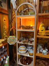 20x14x69” arched light wood open shelving unit