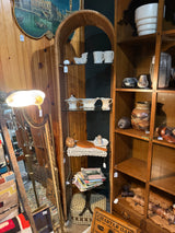 18x12x71 wicker tower glass shelves 1960’s