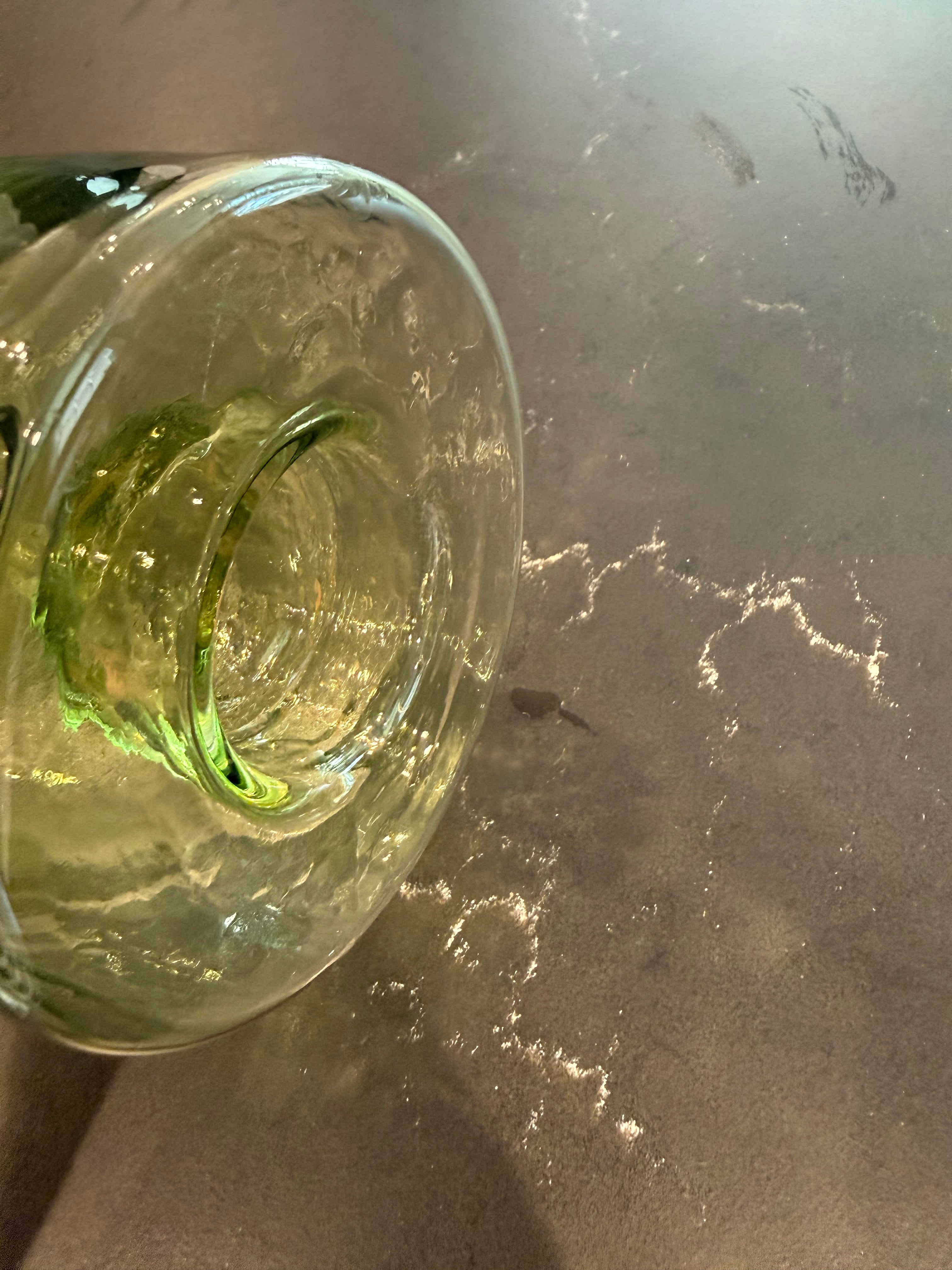 Green glass inkwell vase
