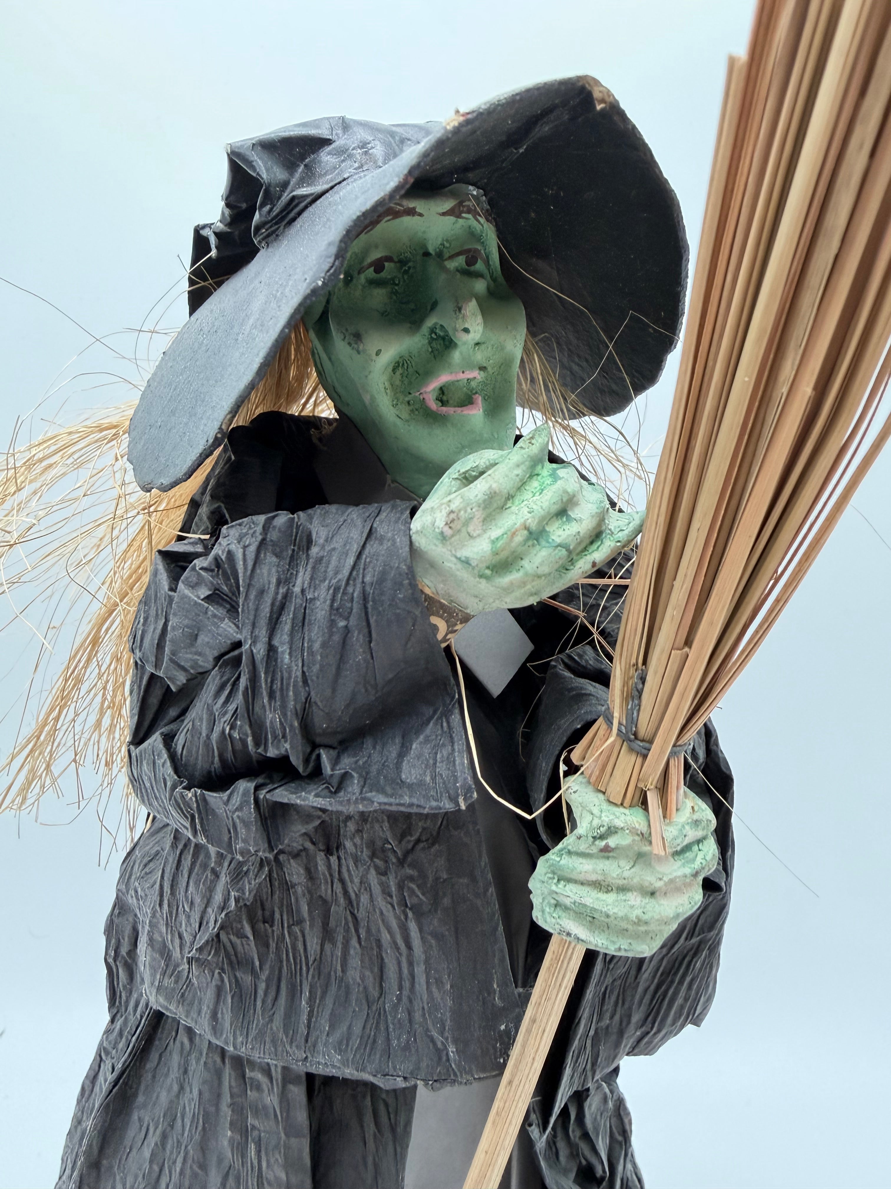 13” paper mache witch tree topper