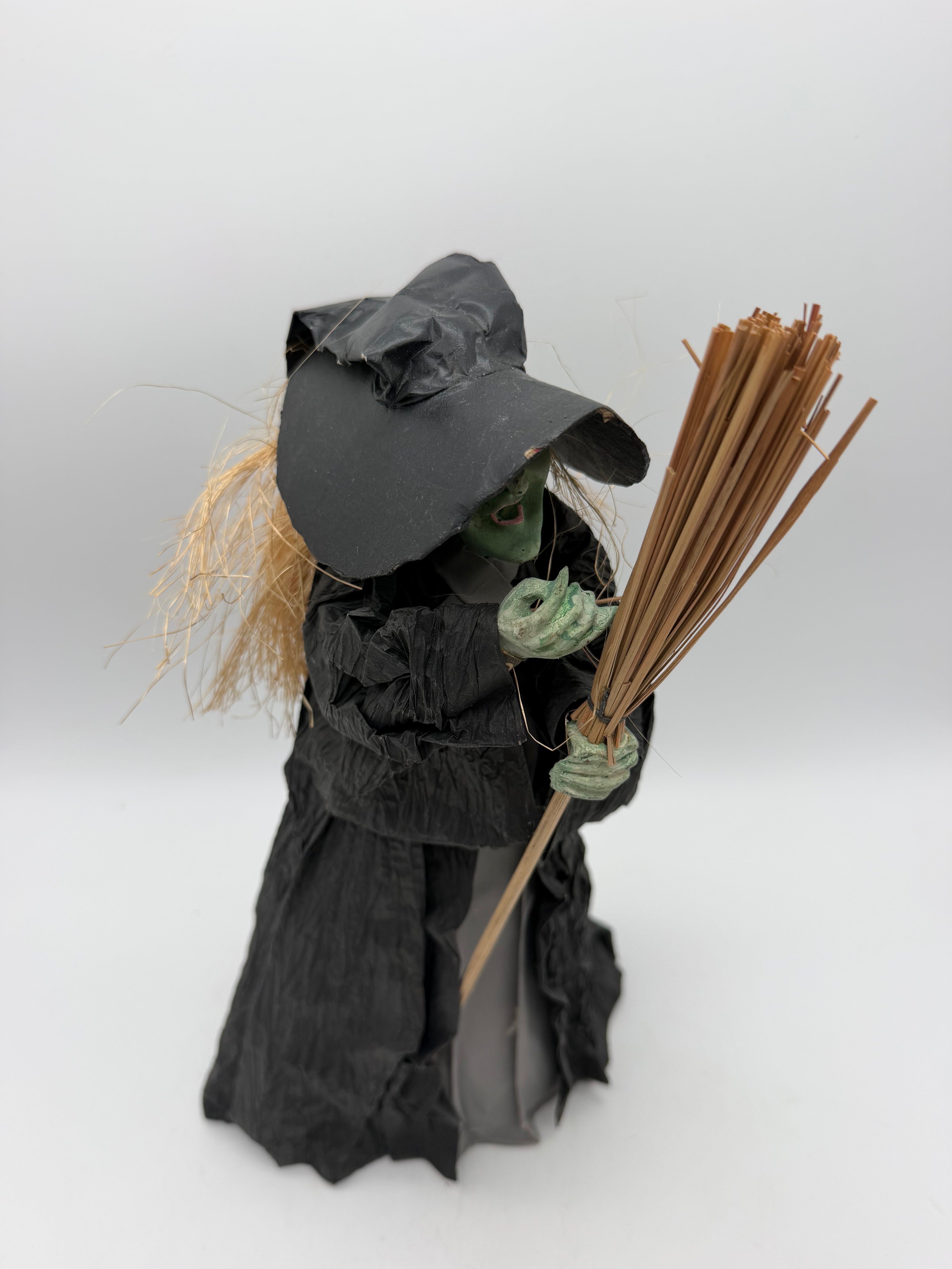 13” paper mache witch tree topper