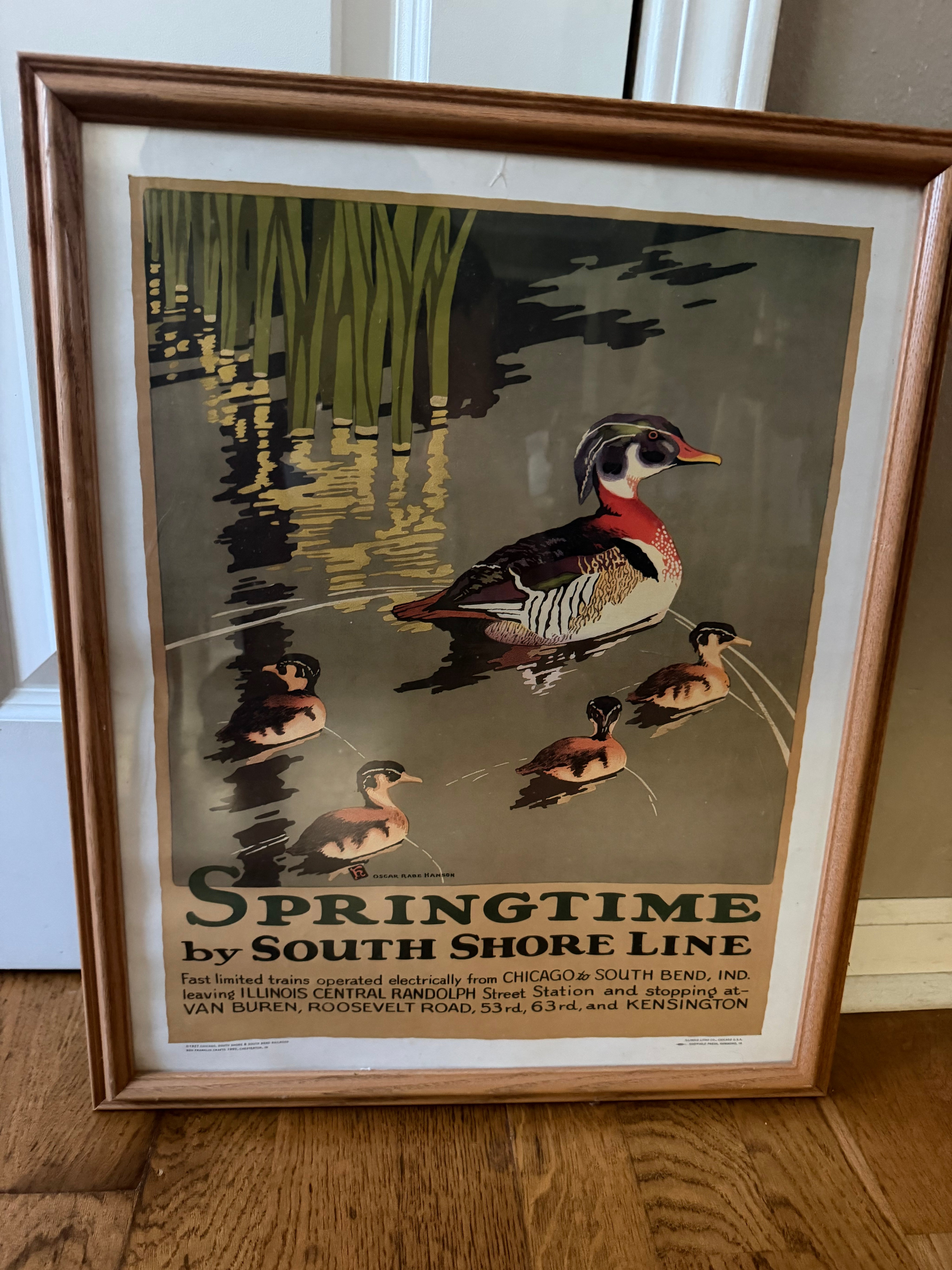 17x22” 1927 reproduction ducks in springtime Railroad poster
