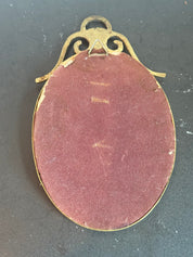 Miniature Brass & Velvet Framed Religious Wall Plaque