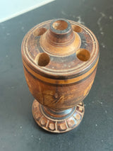 1960s turned wood with carved floral motif