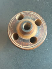 1960s turned wood with carved floral motif