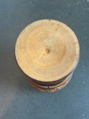 1960s turned wood with carved floral motif
