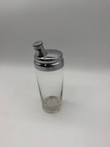 8” Art Deco Individual Cocktail Shaker Silver Clear glass