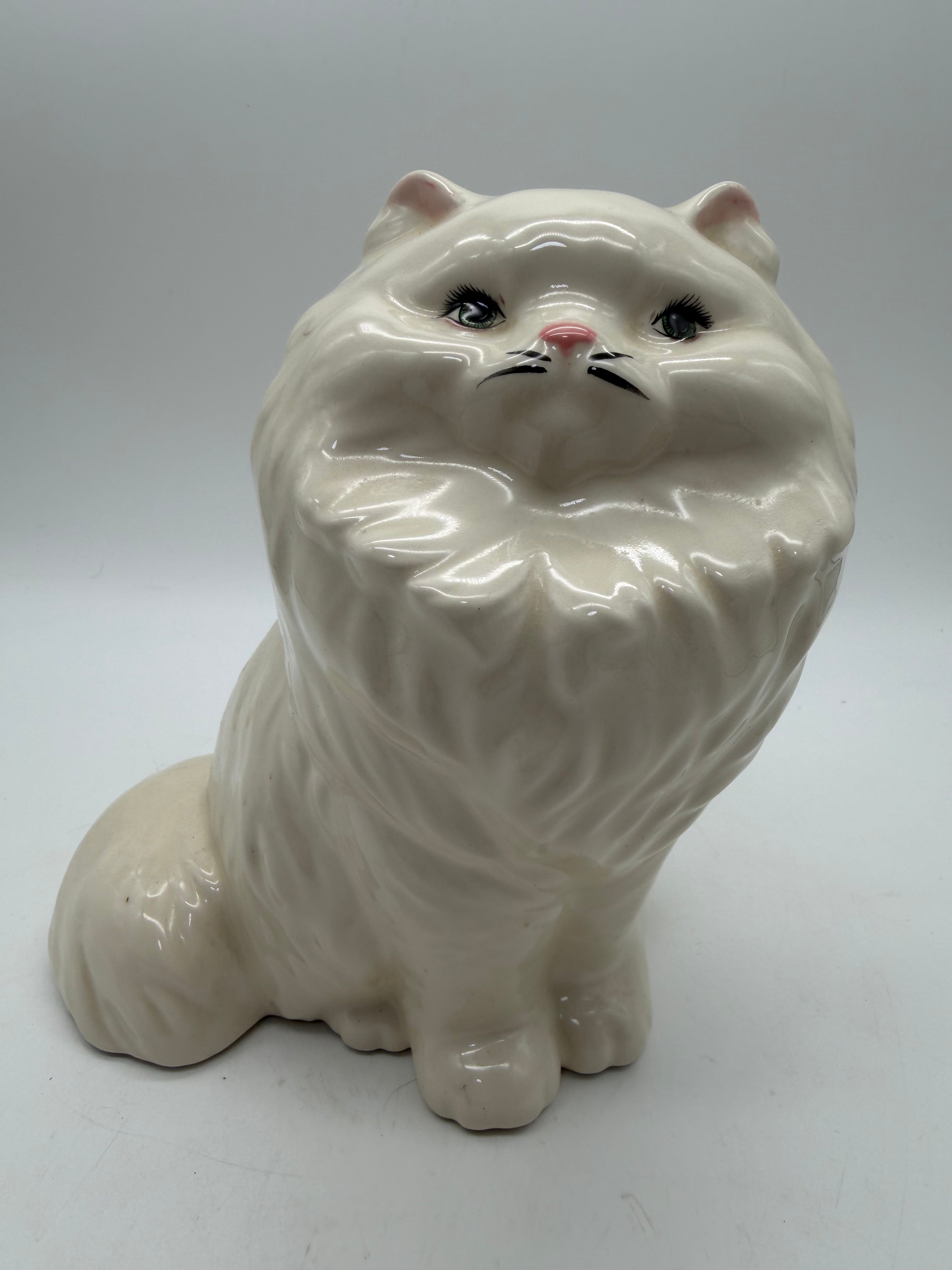 9” White Ceramic Persian Cat 1950’s