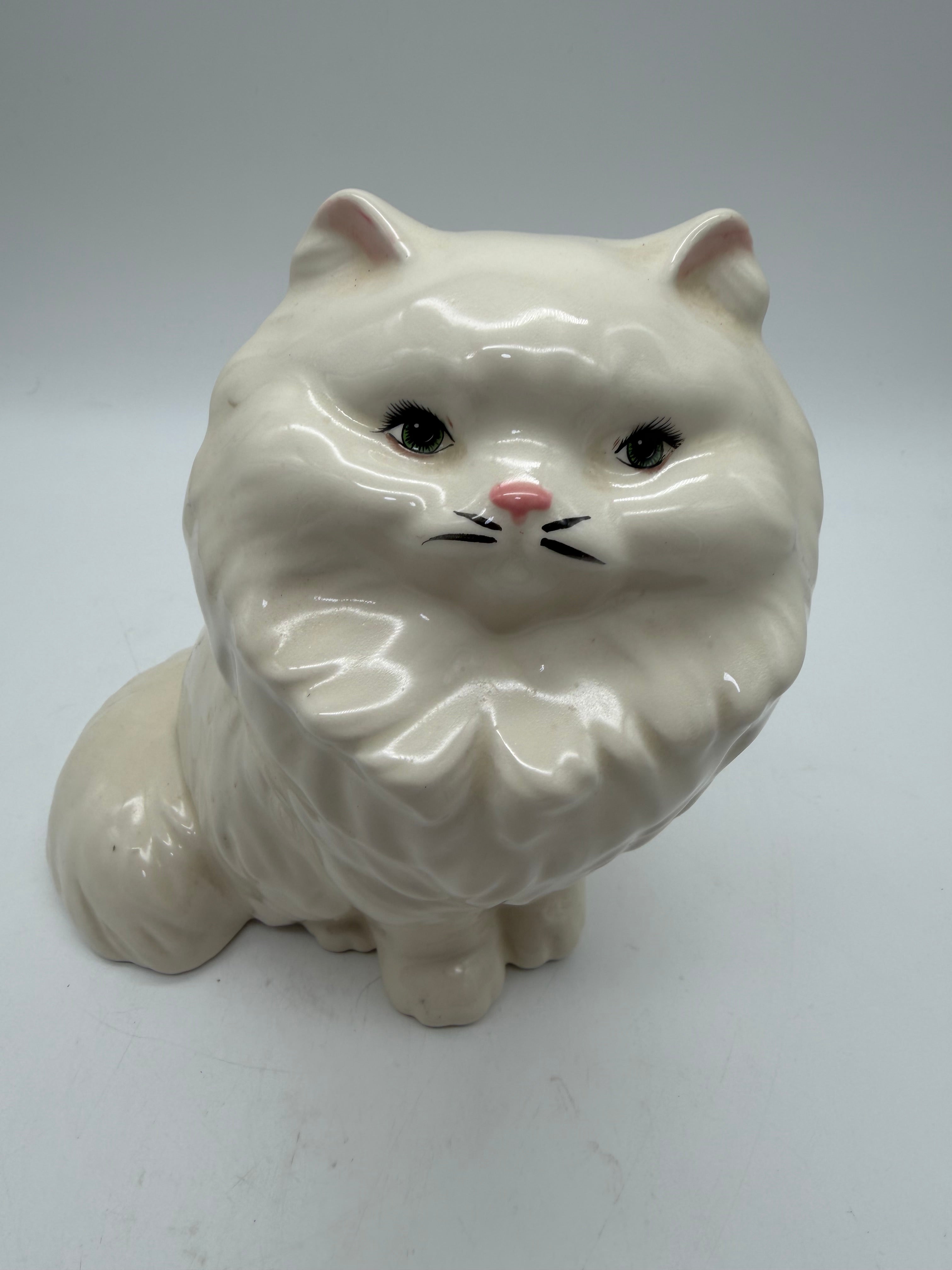 9” White Ceramic Persian Cat 1950’s