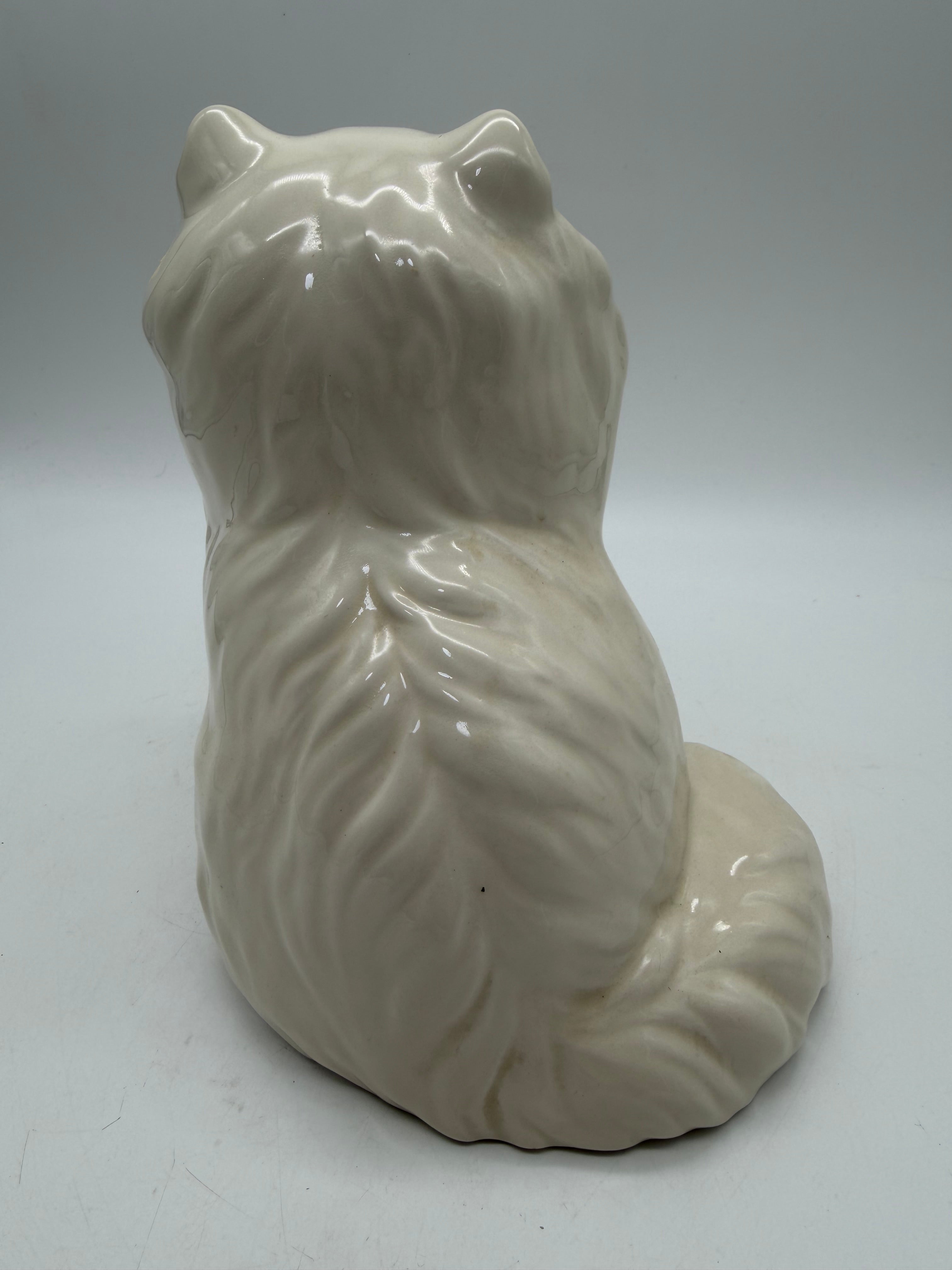 9” White Ceramic Persian Cat 1950’s