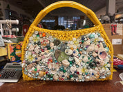 '50s Rare Wicker, Seashell, Pearl Bucket Purse (as is)