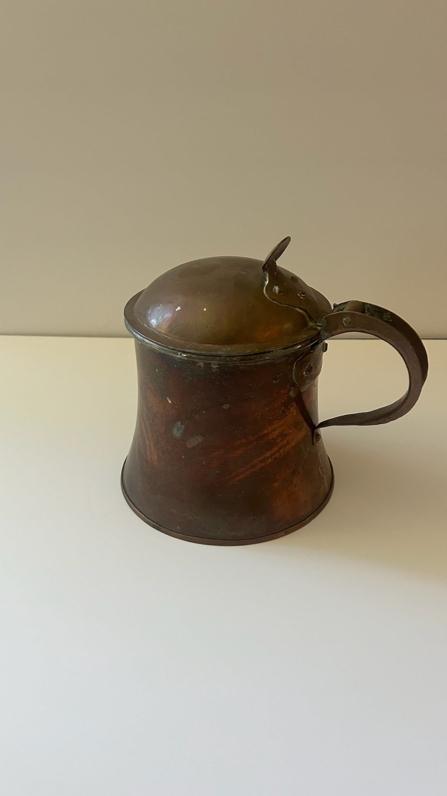 8" copper antique french country lidded vessel