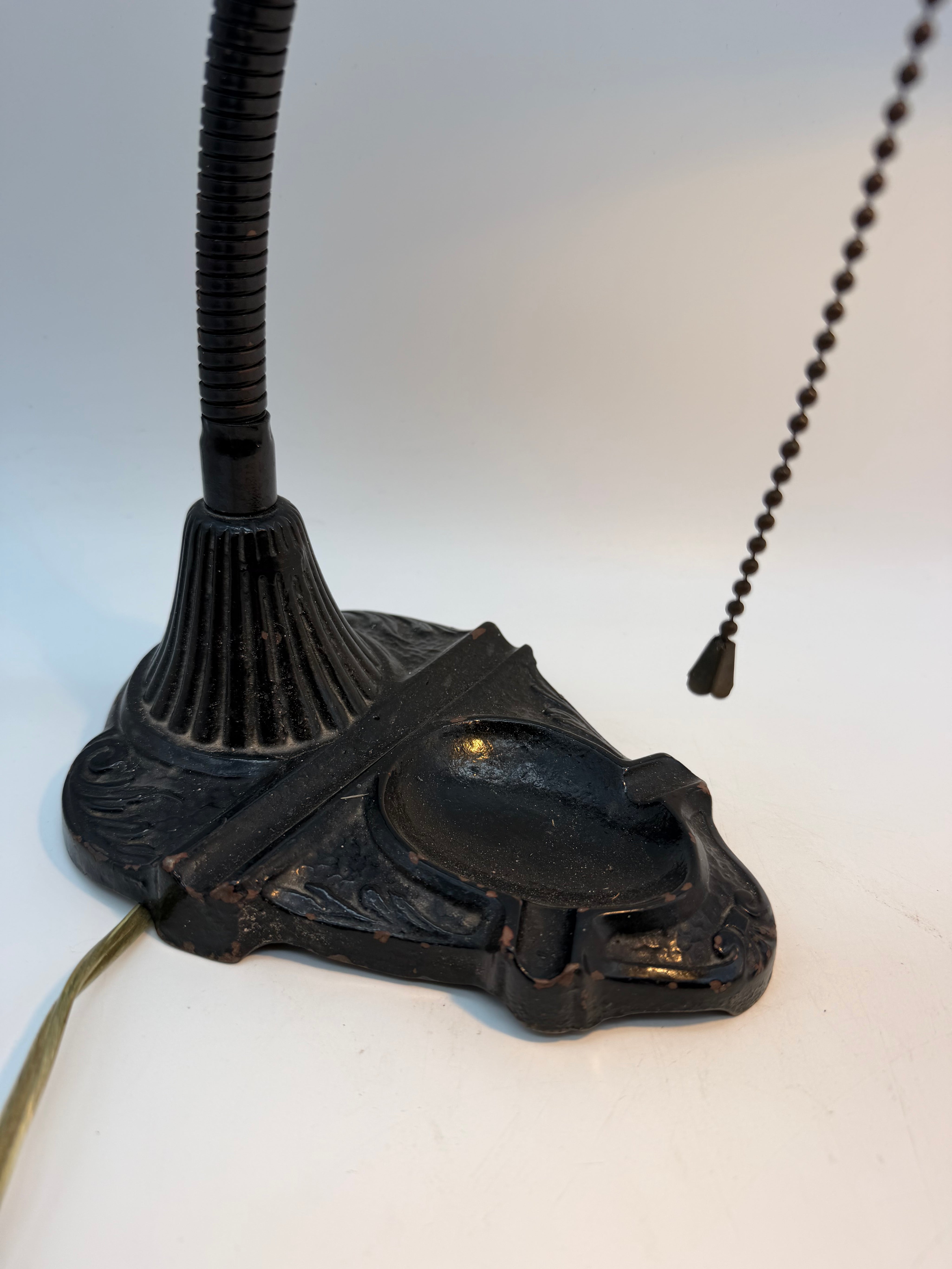 13” gooseneck industrial black cast iron desk lamp ashtray