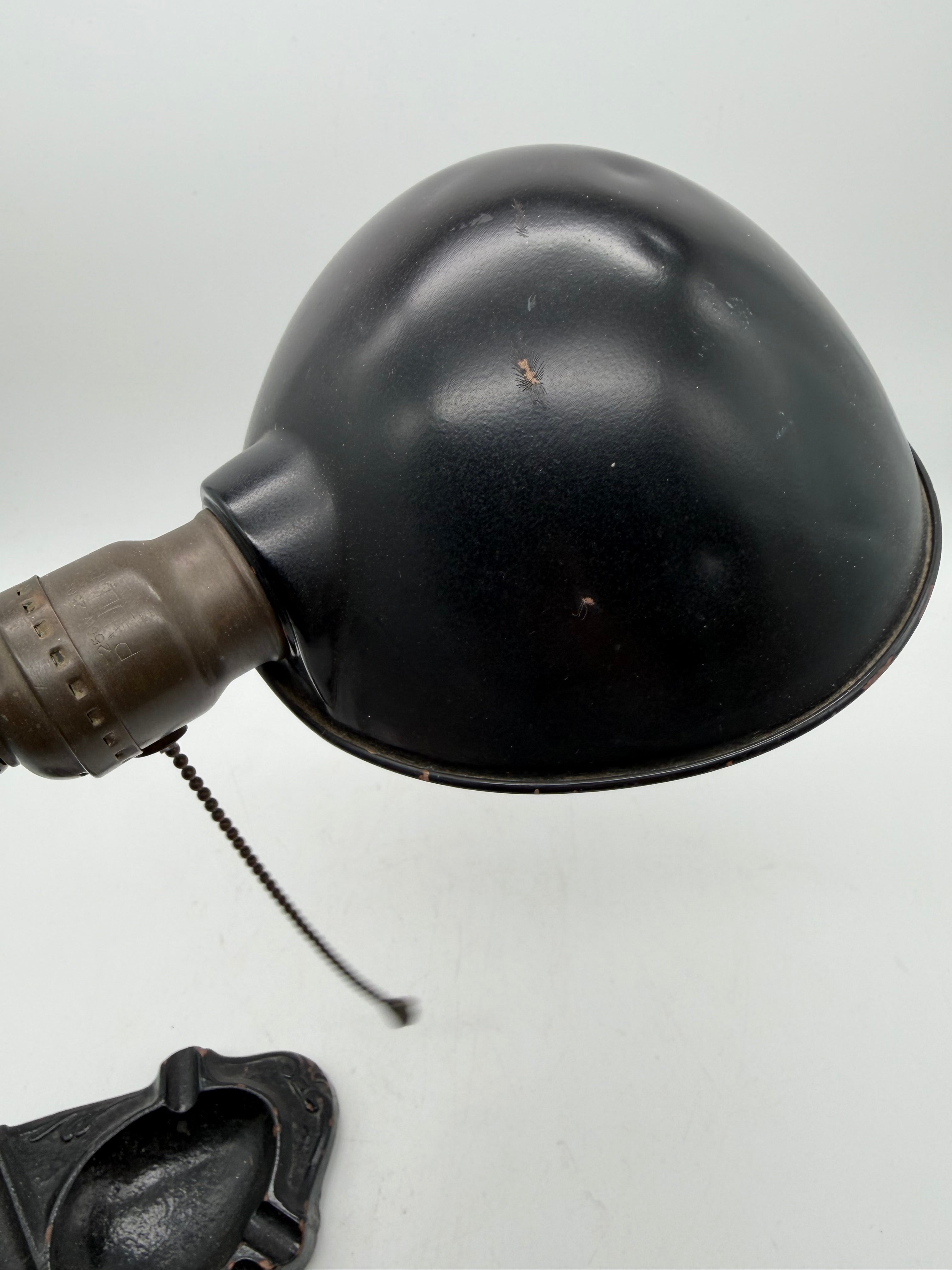 13” gooseneck industrial black cast iron desk lamp ashtray