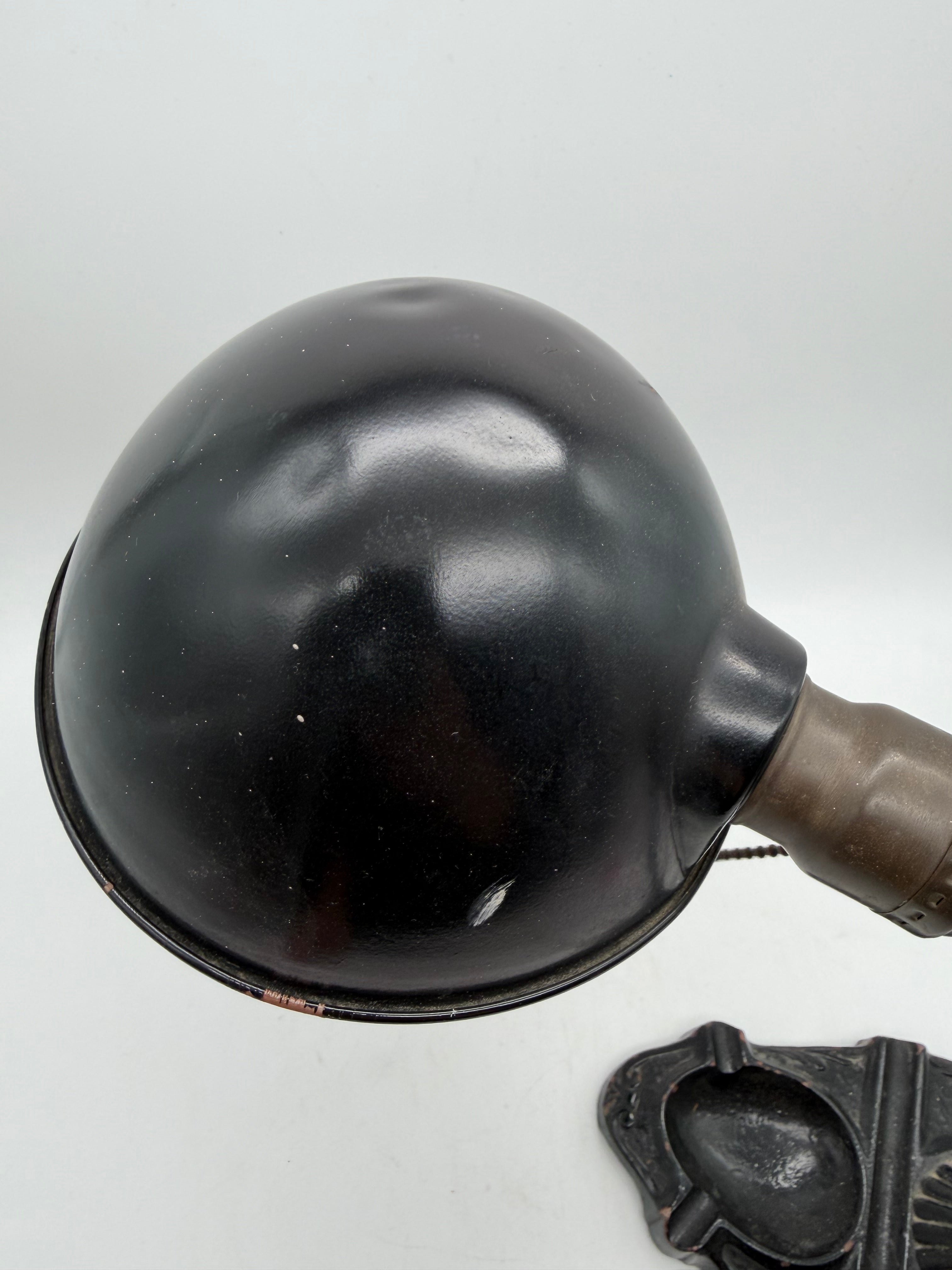 13” gooseneck industrial black cast iron desk lamp ashtray