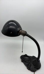 13” gooseneck industrial black cast iron desk lamp ashtray