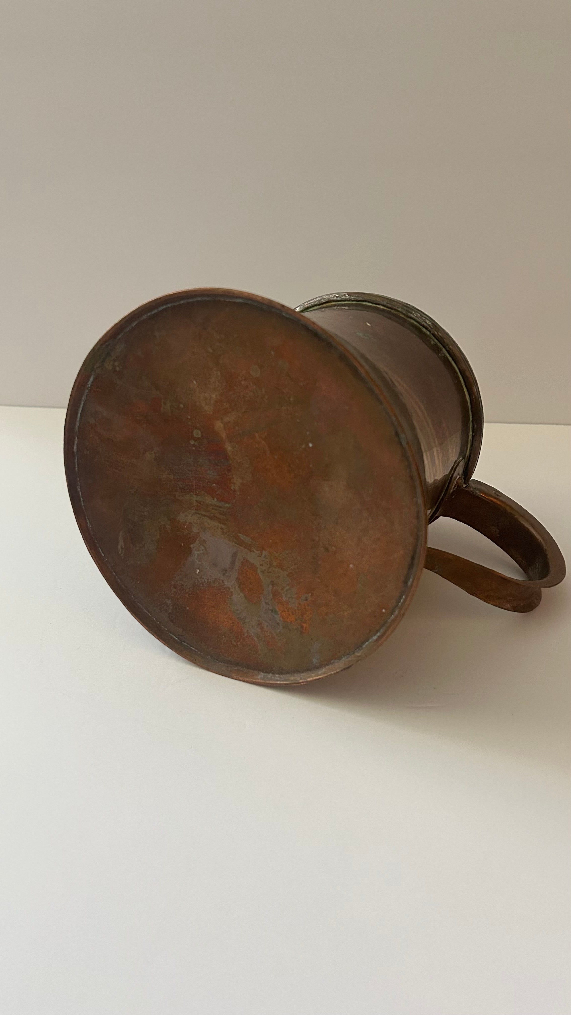 8" copper antique french country lidded vessel