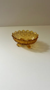 5.5” x 2.5” Amber depression glass candy bowl trinket dish