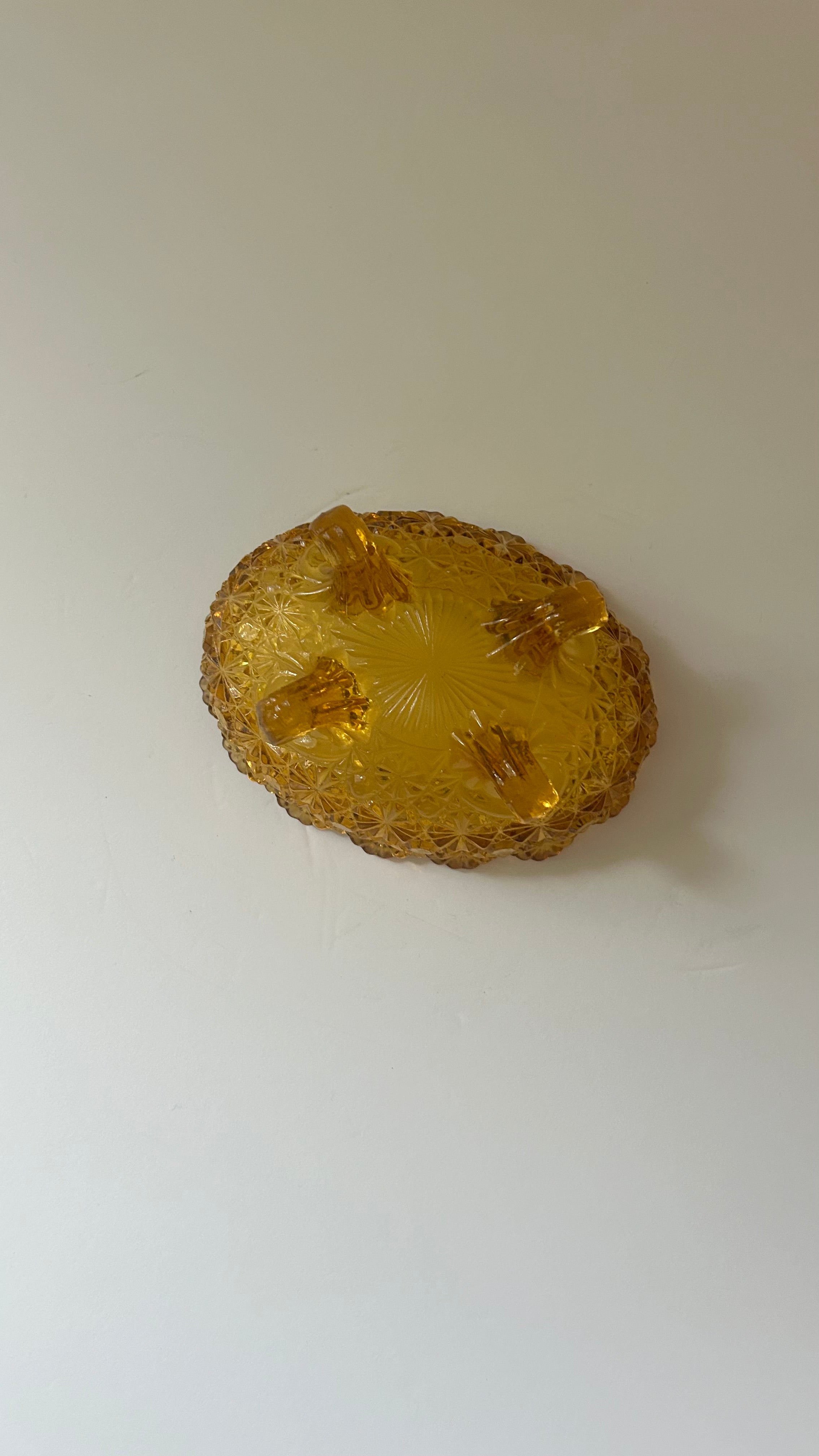 5.5” x 2.5” Amber depression glass candy bowl trinket dish