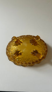 5.5” x 2.5” Amber depression glass candy bowl trinket dish