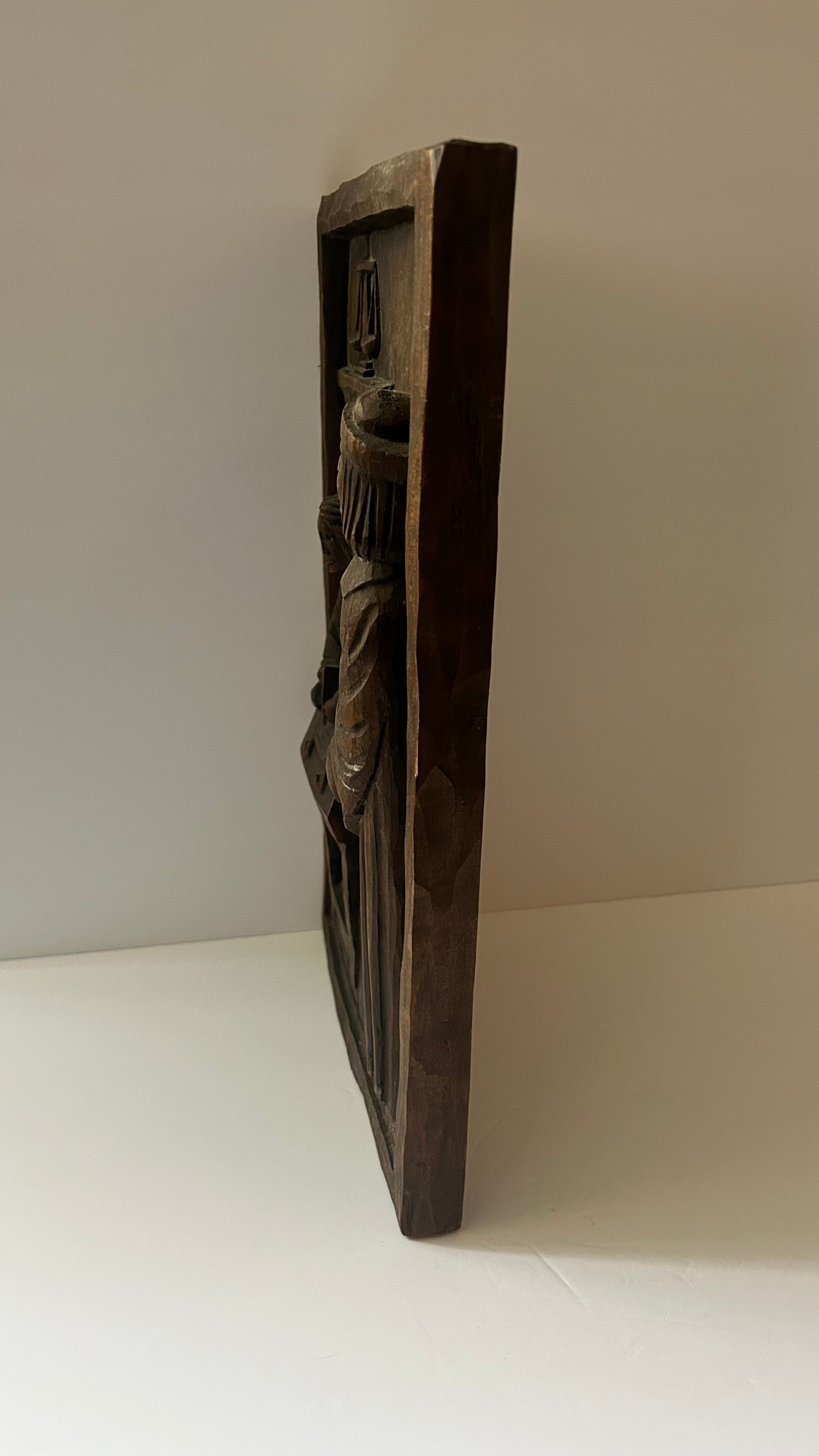 Hand-carved solid wood wall art