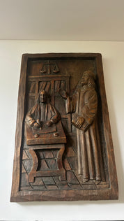 Hand-carved solid wood wall art