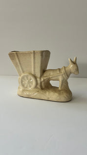 Midcentury donkey & cart planter