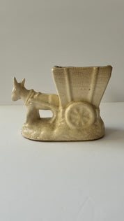 Midcentury donkey & cart planter