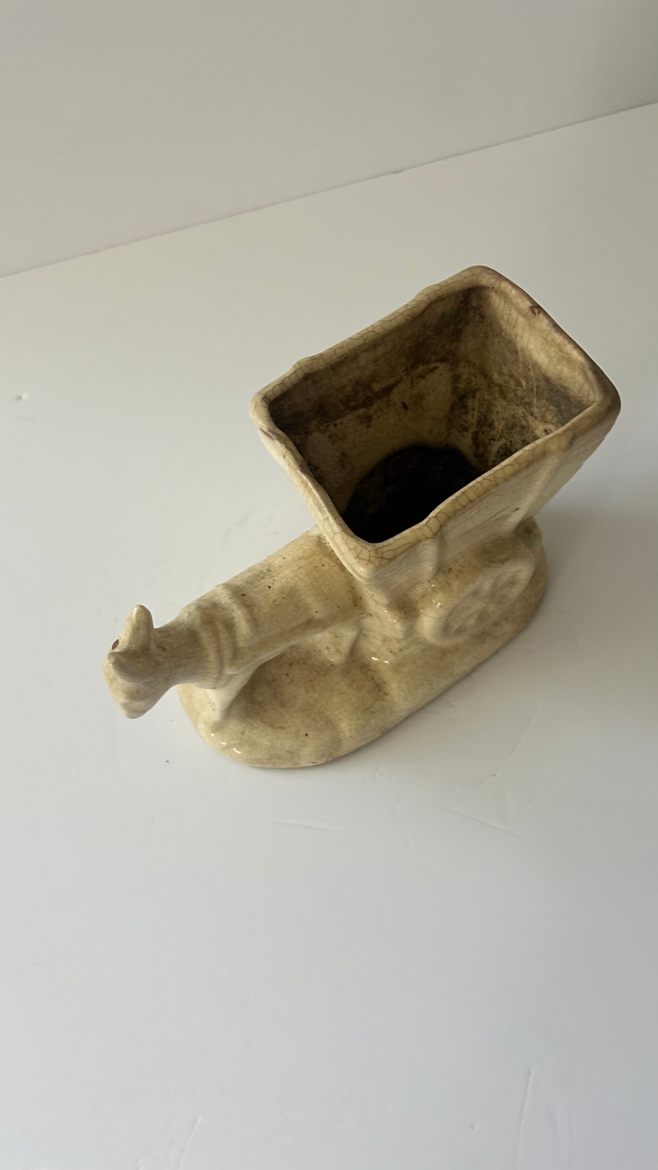 Midcentury donkey & cart planter