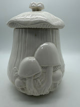 11” All White Merry Mushroom Canister Cookie Jar