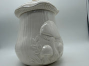 11” All White Merry Mushroom Canister Cookie Jar