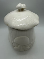 11” All White Merry Mushroom Canister Cookie Jar