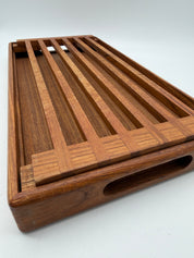 15x8” Kalmar 2 pc Teak Bread Slicing Tray Danish Modern