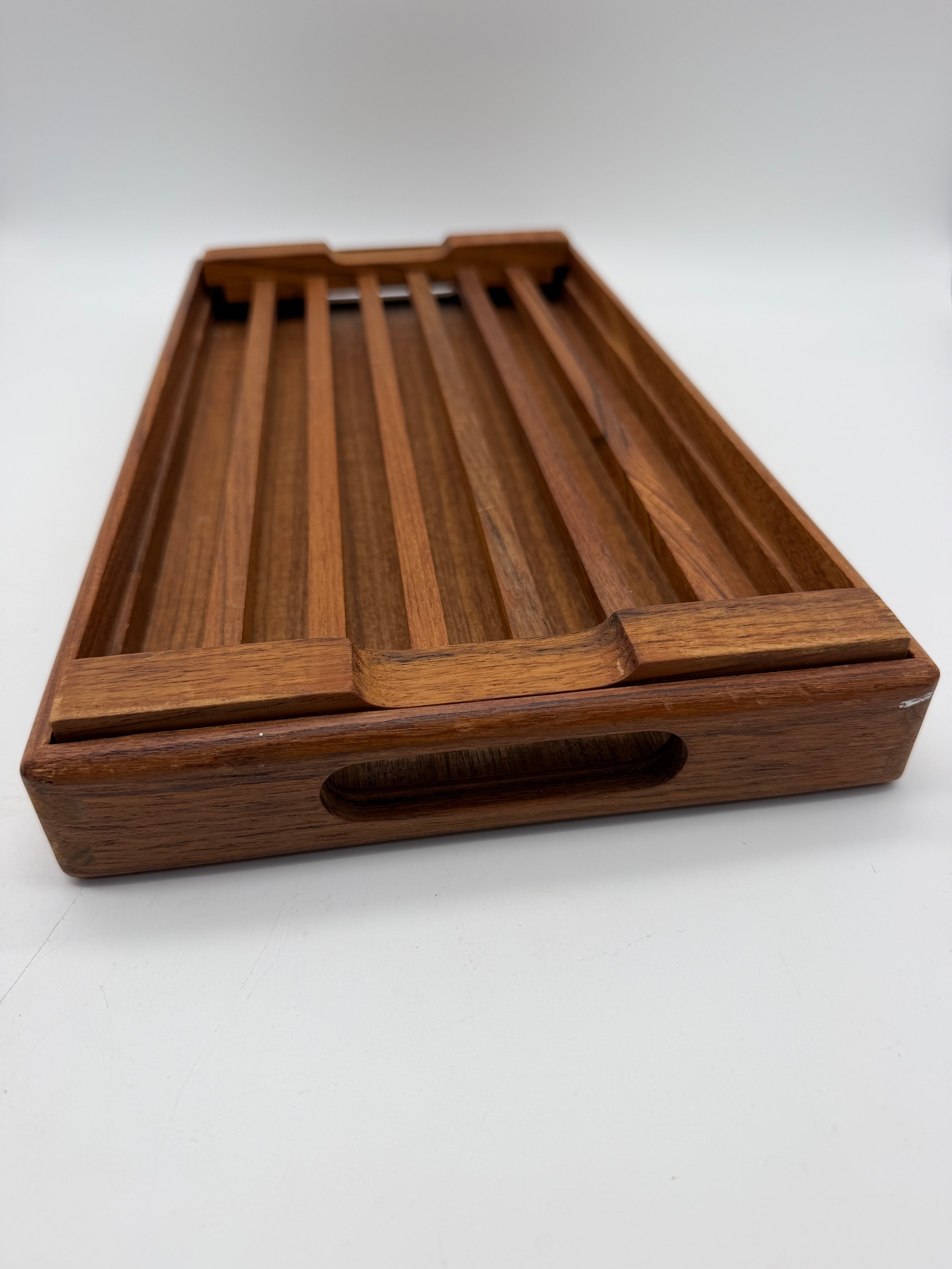 15x8” Kalmar 2 pc Teak Bread Slicing Tray Danish Modern