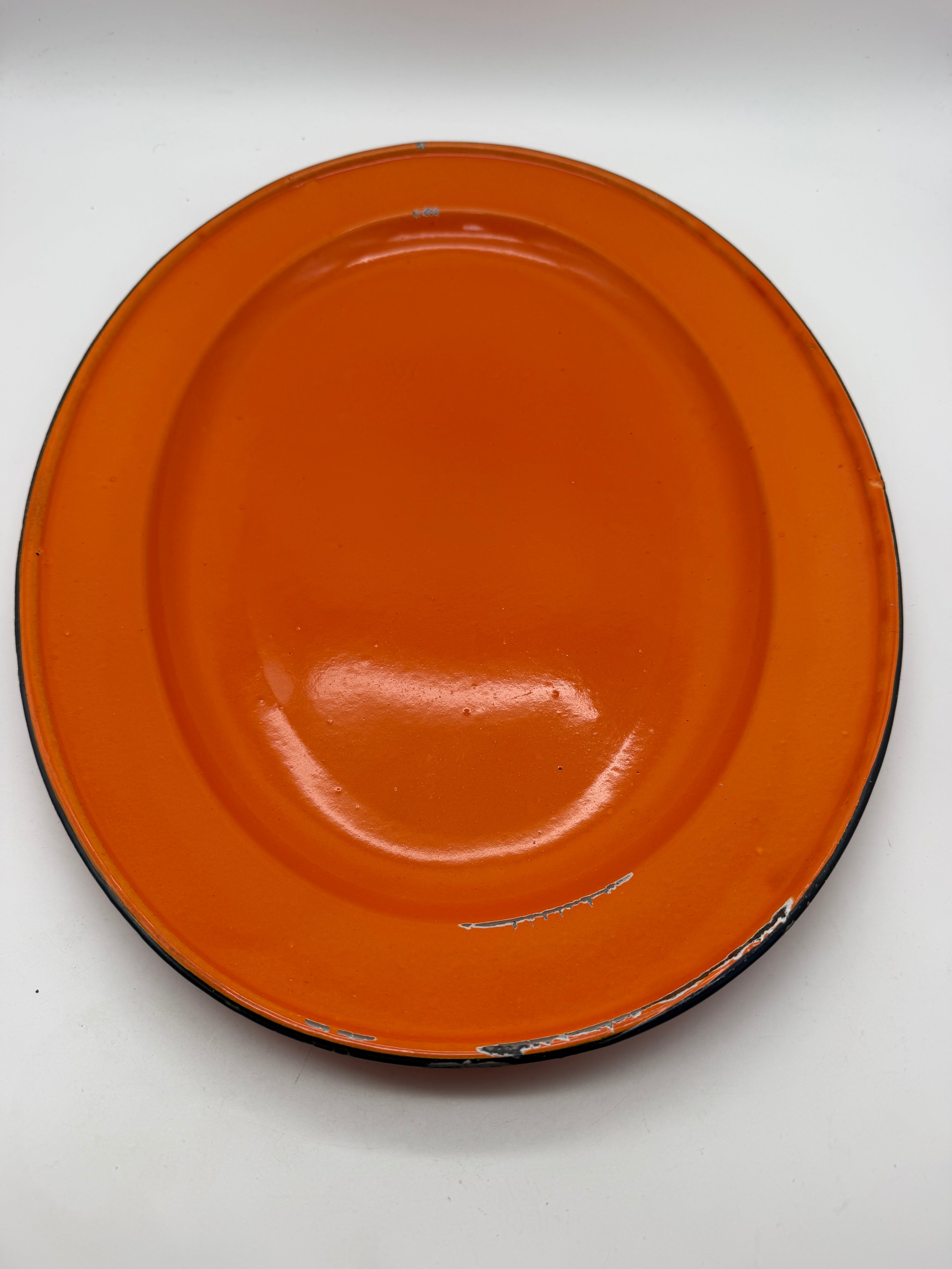 18x13” Orange Enamelware Tray Oval